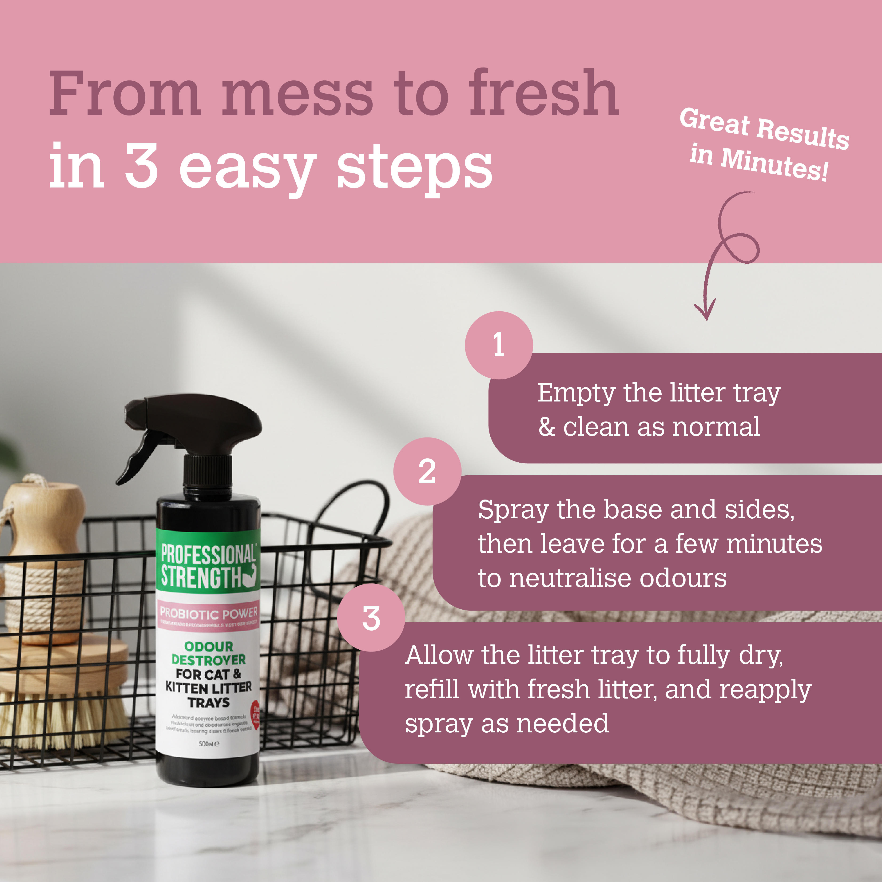 Professional Strength Probiotic Cat Litter Odour Destroyer