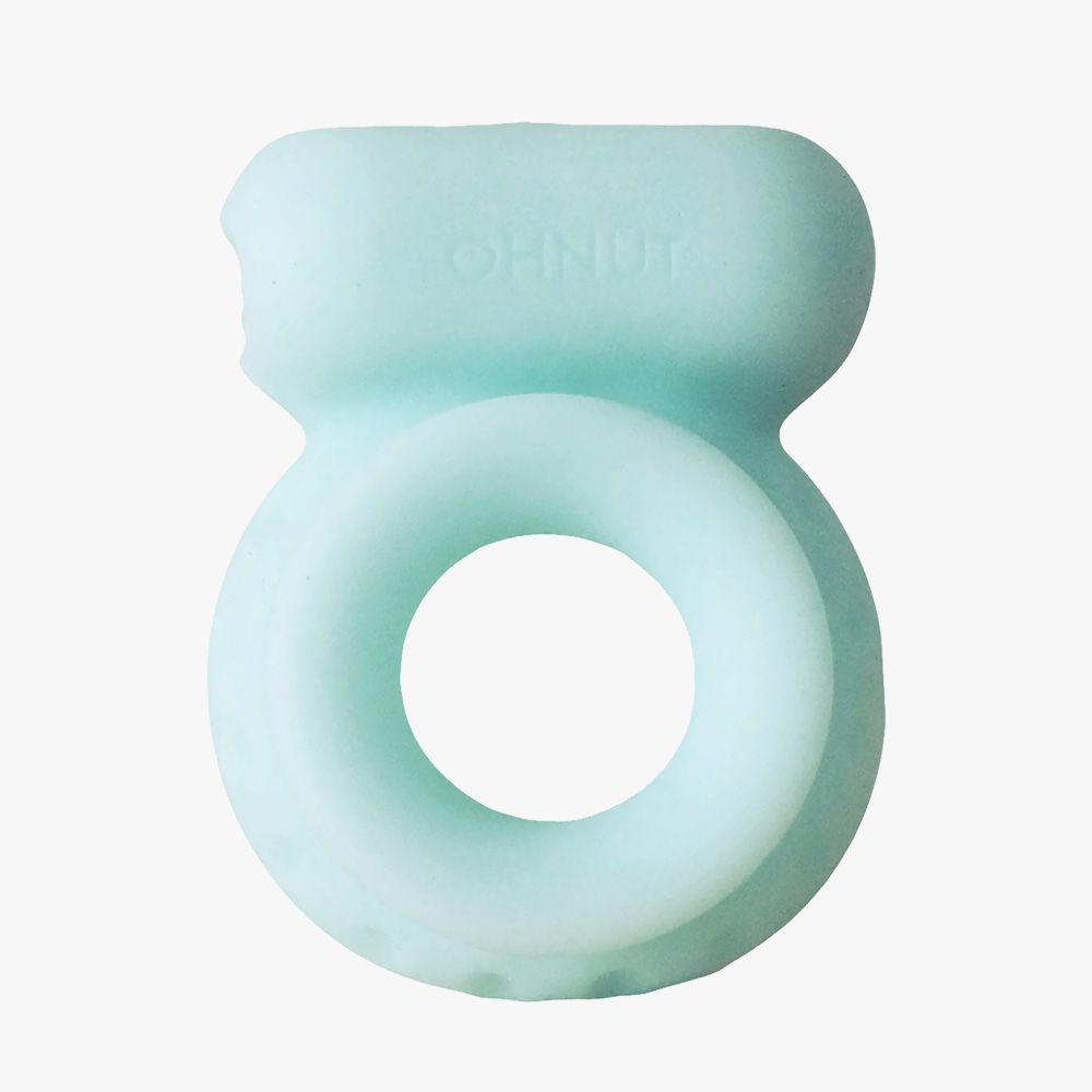 Ohnut Vibrating Ring shown in soft, body-safe silicone, designed to enhance comfort, connection, and pleasure. Features gentle vibration to support relaxation, improved blood flow, and more enjoyable intimacy, used alone or with Ohnut buffer rings.