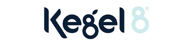 Kegel8 brand logo featuring bold dark-blue text with a stylised light aqua numeral 8.