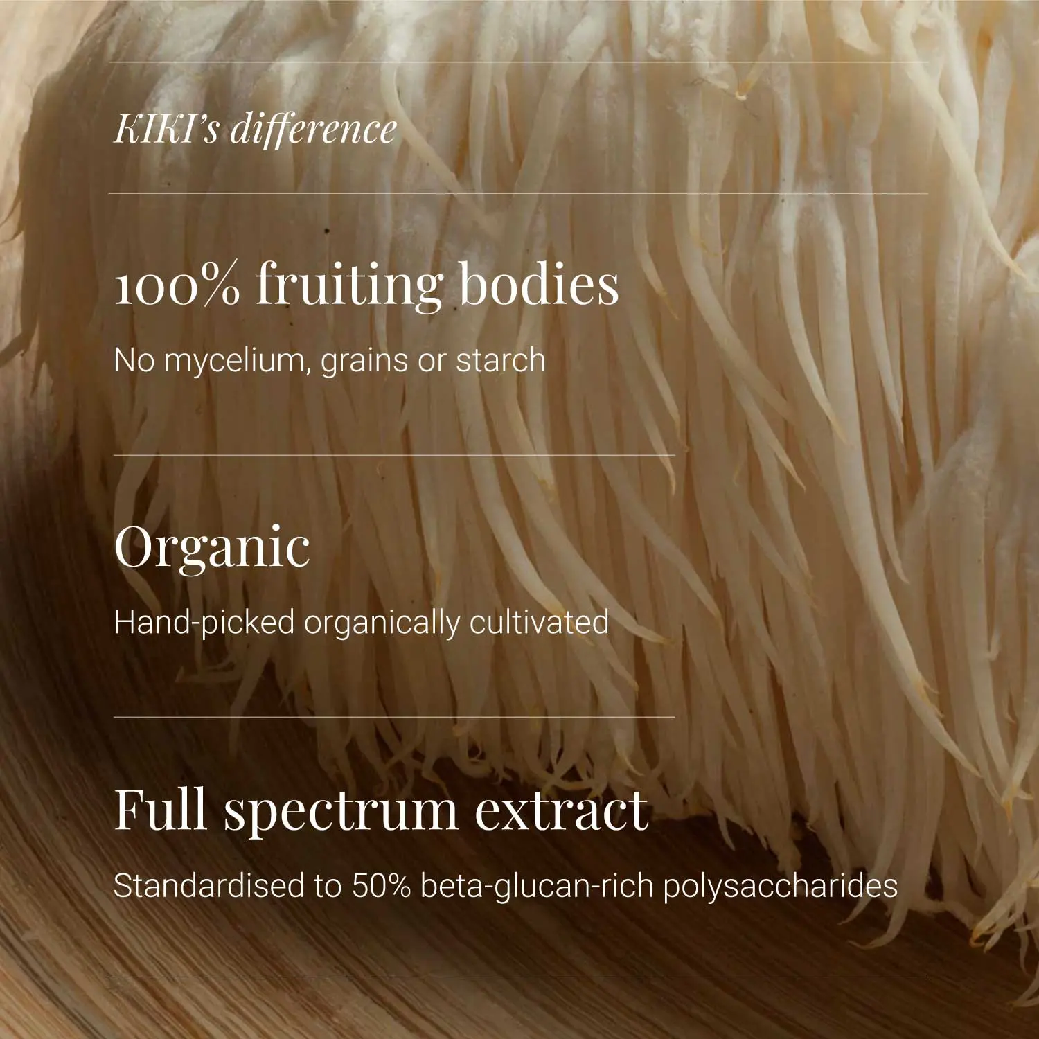 KIKI Health Organic Lion's Mane Mushroom Extract 400mg 