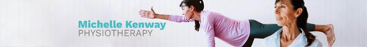 Michelle Kenway Physiotherapy banner showing a woman performing a physiotherapy balance exercise with arms extended