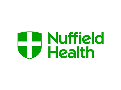 Nuffield Health logo featuring a green shield with a white cross and the words ‘Nuffield Health’ in green text.