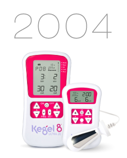 Kegel8 Ultra 20 and Tight and Tone. Text graphic showing the years 2004-2006, representing the period being discussed in StressNoMore’s company history. 