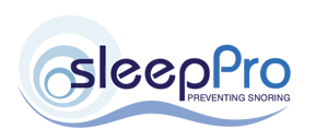 SleepPro logo showing swirling blue sleep graphic and text indicating the brand specialises in preventing snoring