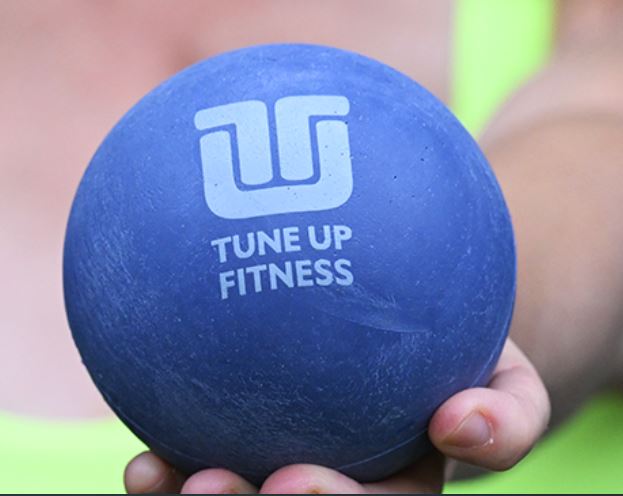 Tune Up Fitness Alpha Ball massage and mobility ball held in hand, used for self-massage, myofascial release and muscle recovery.