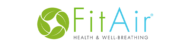 FitAir brand logo with green circular leaf-style symbol and blue and green text reading FitAir Health & Wellbeing.