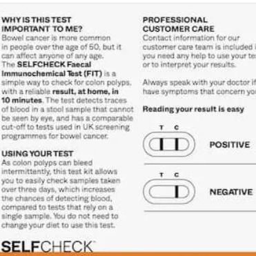 SELFCHECK Faecal Immunochemical Test (FIT) Bowel Health Home Testing Kit