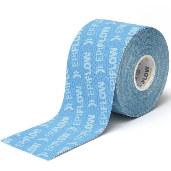 Sissel EPIFLOW kinesiology tape roll with activation flap, designed for deep tissue stimulation, lymphatic drainage support, scar therapy and improved circulation, used in physiotherapy, sports recovery and rehabilitation.