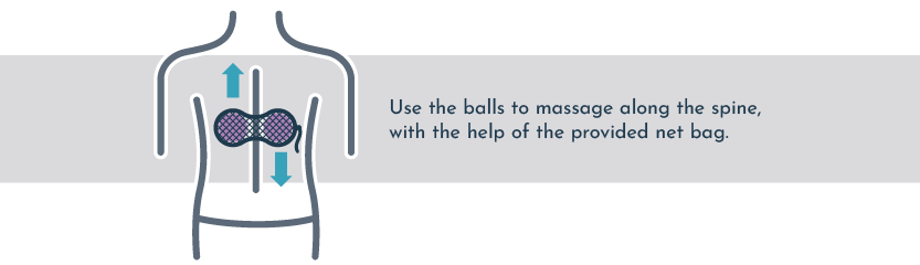 Use the net bag to massage the balls along the spine
