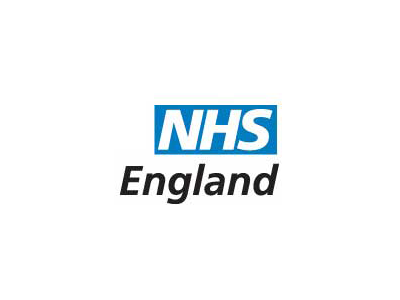 NHS England logo with the blue NHS block above the word ‘England’ in black text.