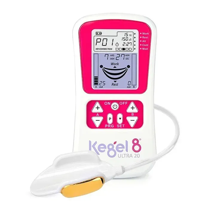 Kegel8 Ultra 20 pelvic floor toner with handheld controller and Glide Gold probe, designed to strengthen pelvic muscles, improve bladder control, support prolapse recovery and enhance women&rsquo;s pelvic health.