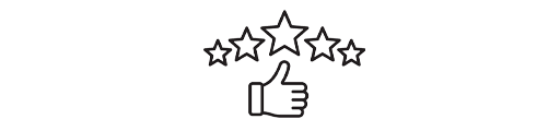 Icon of a thumbs-up with five stars and text stating Rated Excellent with over 15,000 reviews.