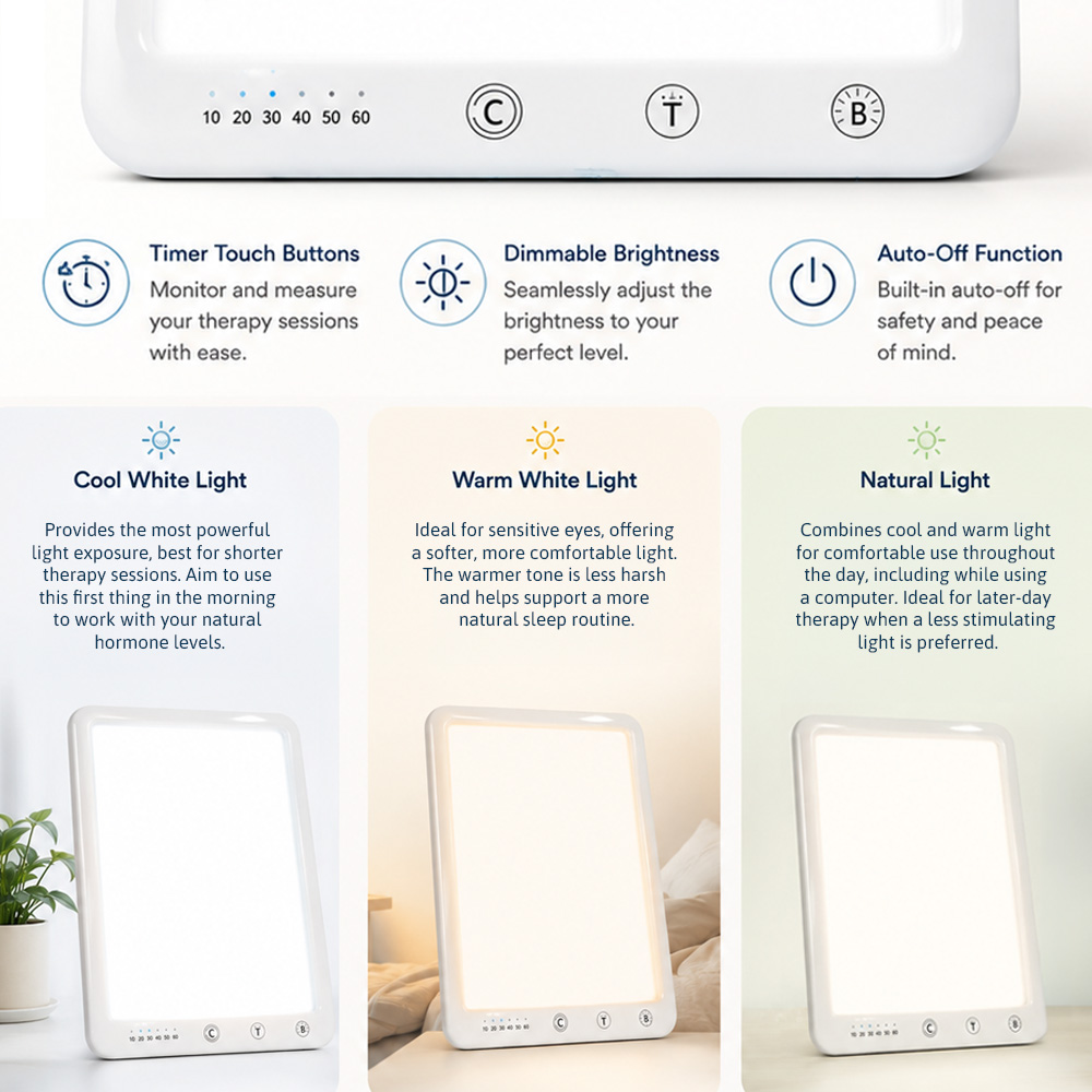 Osalis Energy Light Box 10,000 Lux Adjustable SAD Therapy Lamp