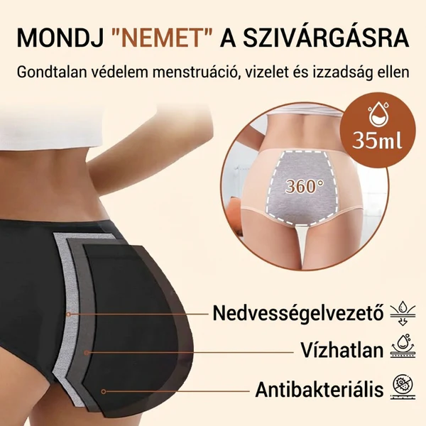 💞 2026 magas derekú szivárgásmentes bugyi | Kényelmes, biztonságos – Utánvét ✨