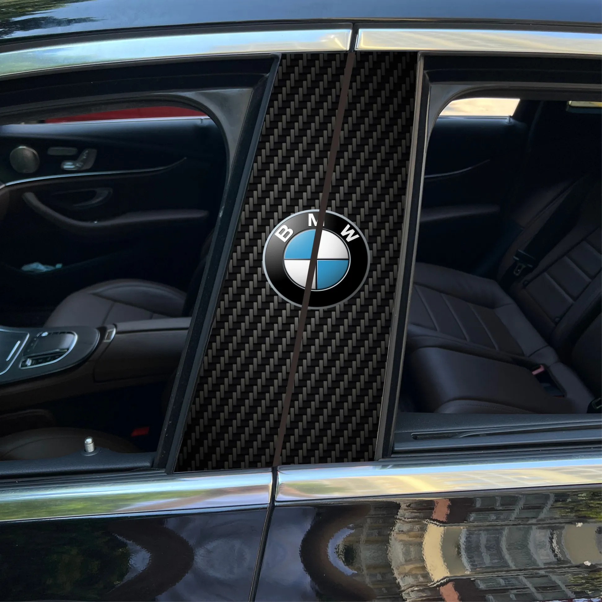 Naklejka na słupek środkowy samochodu z włókna węglowego (dostosowane logo samochodu)