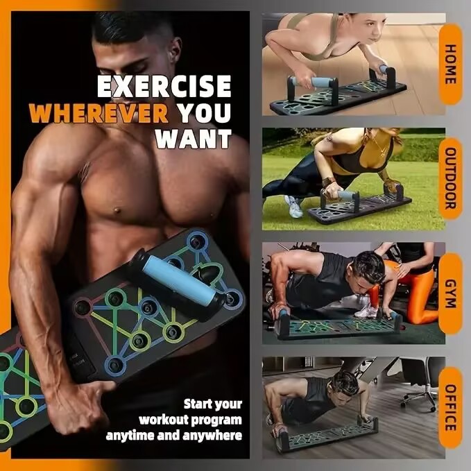 Luksusowa, sk?adana deska do ?wicze�� pompek, wielofunkcyjny sprz?t do ?wicze�� mi??ni klatki piersiowej w domu, oficjalna jako??, wytrzymuje obci??enie 300 kg!