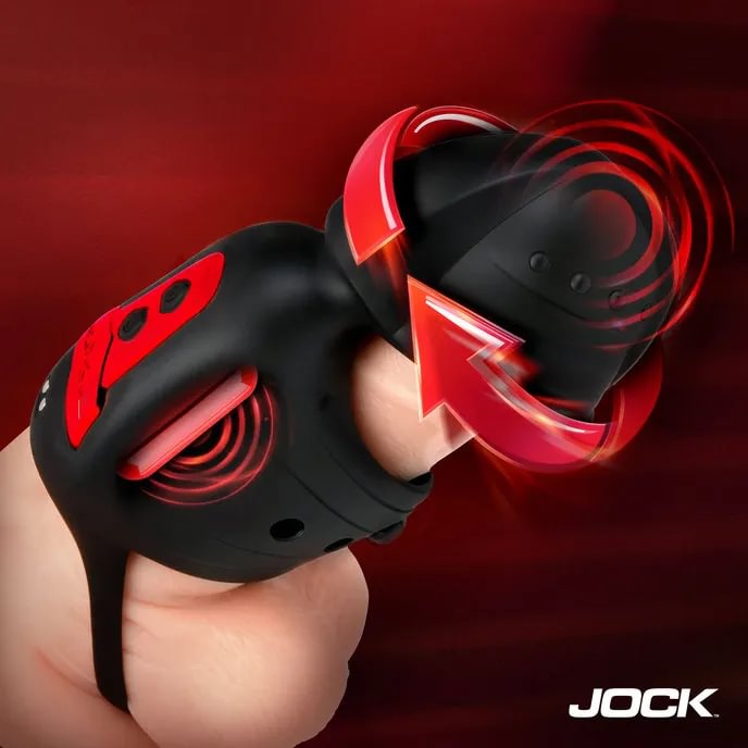Jock Advanced Helmet Humper – silikonowy masturbator m?ski 2 w 1 z funkcj? rotacji i wibracji, 3+3 pr?dko?ci i 7+7 trybów, obrotowa g?owica + wibruj?cy trzon, mo?liwo?? u?ywania bez u?ycia r?k, z rozci?gliwym pier?cieniem na penisa, akumulatorowy.
