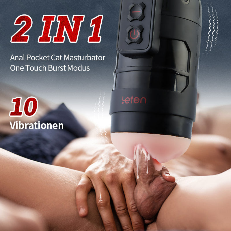LETEN Újratölthető 10 Módos Vibrációs Maszurbátor (Különböző Péniszméretekhez Alkalmas)