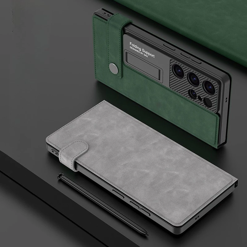 Samsung Galaxy Case GKK Rotating Buckle Clamshell Matte Leather Wallet Book Flip Stand Cover With Card Slots