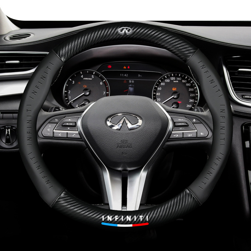[3D dombornyomott autó logó] Szénszálas kormánykerék borítás, univerzális minden évszakhoz, nedvszívó és csúszásmentes, fogantyúborítások különböző modellekhez