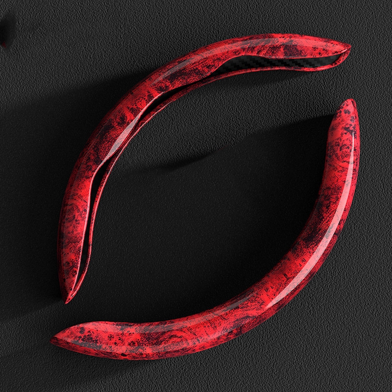 【2 sztuki】Antypoślizgowa osłona kierownicy samochodu z drewna słojowanego