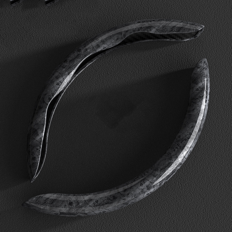 【2 sztuki】Antypoślizgowa osłona kierownicy samochodu z drewna słojowanego