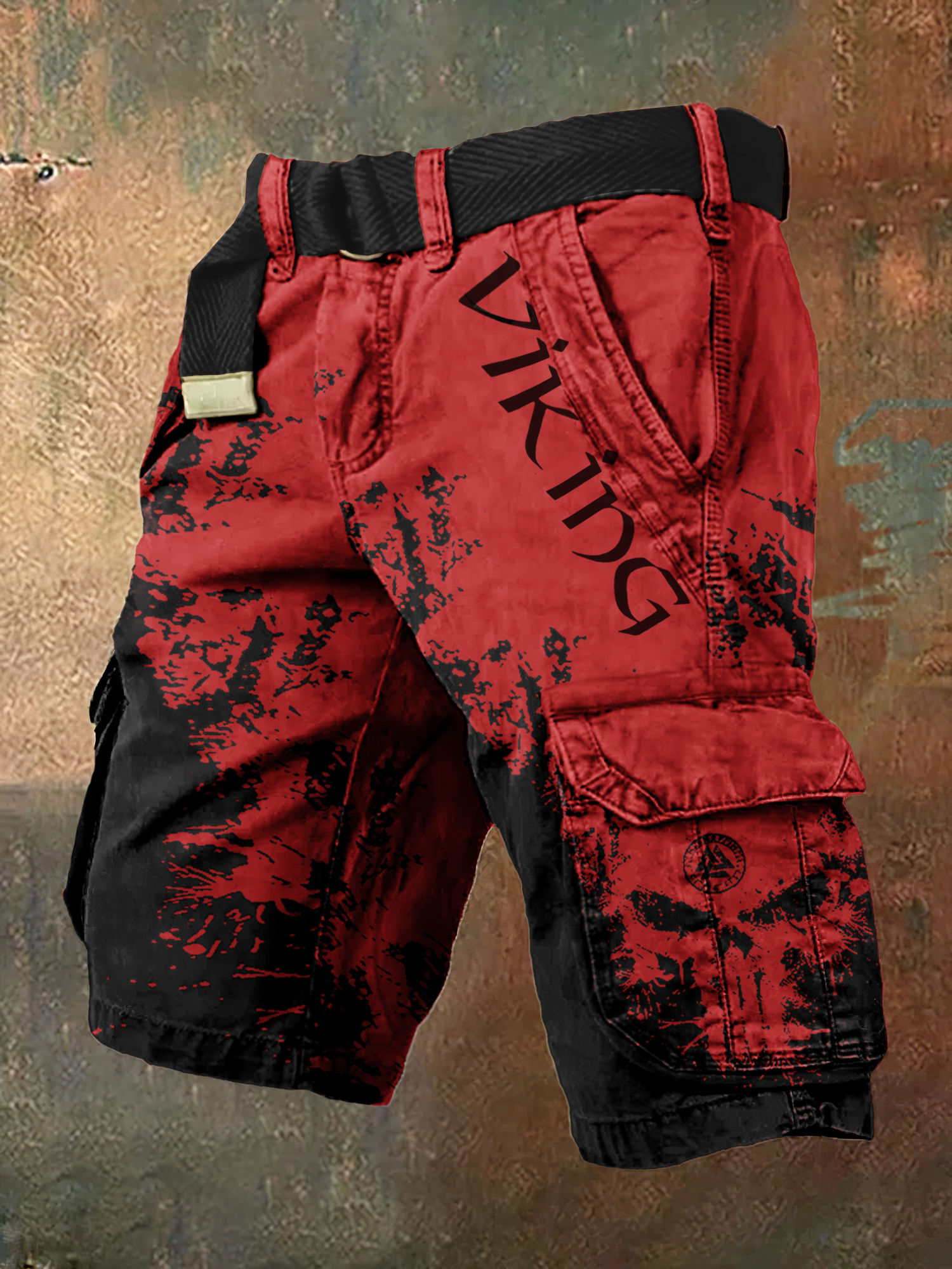 Vintage Viking Skull Art Men's Work Shorts
