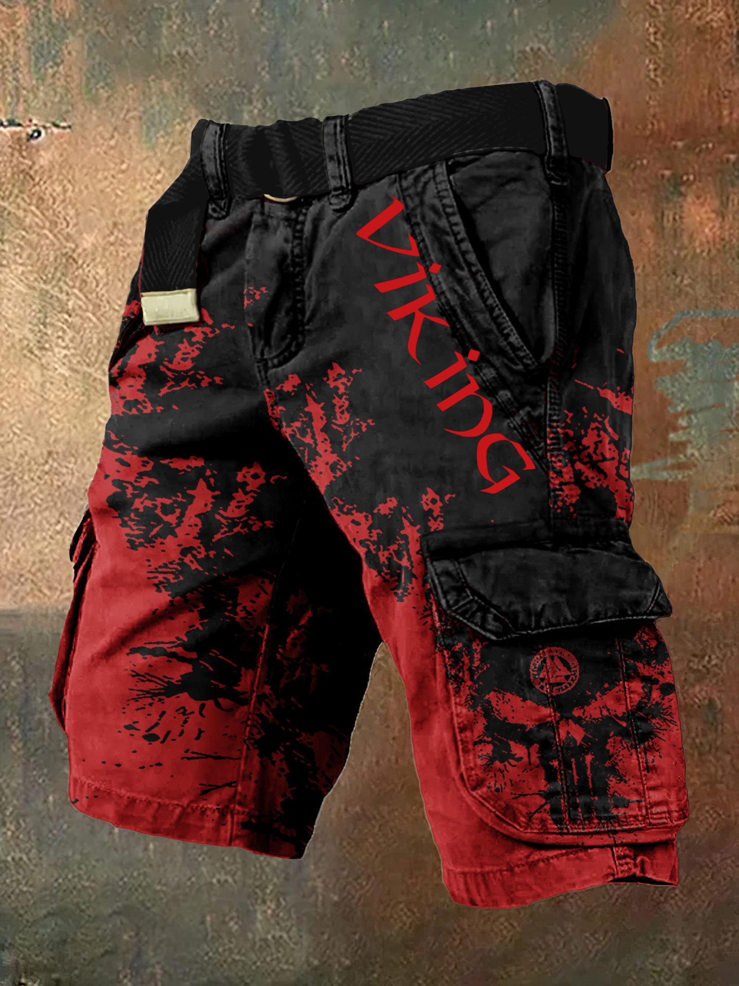 Vintage Viking Skull Art Men's Work Shorts