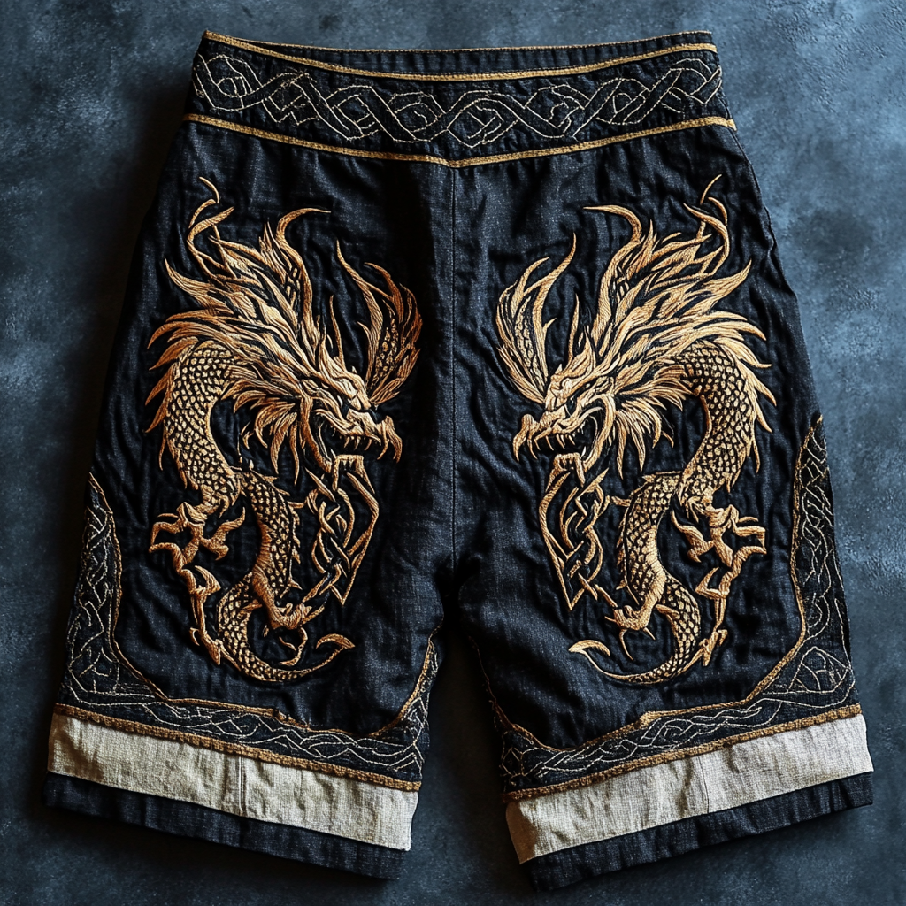Men's Viking Dragon Celtic Knot Linen Art Shorts