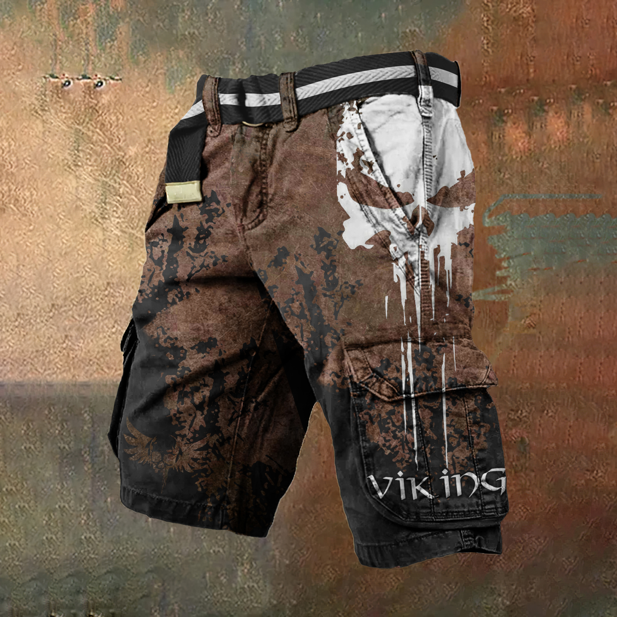 Viking Skull Art Men's Work Shorts