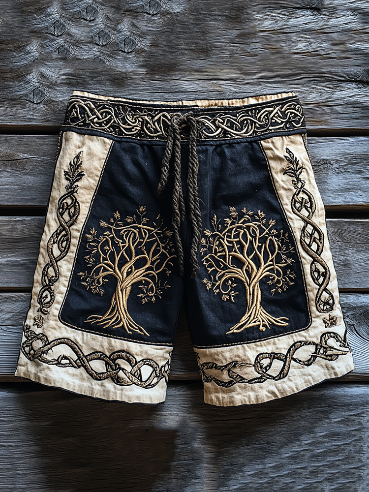 Men's Viking Celtic Knot Tree Of Life Totem Line Shorts