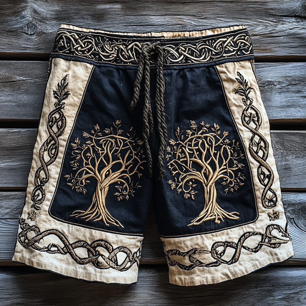 Men's Viking Celtic Knot Tree Of Life Totem Line Shorts