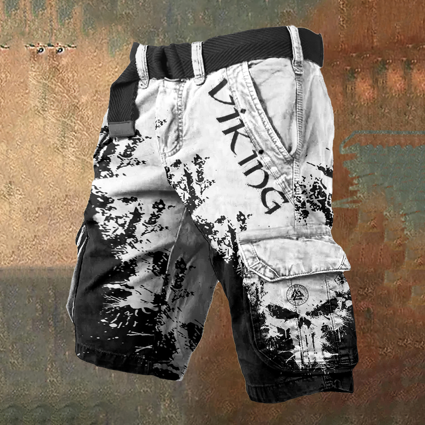 Vintage Viking Skull Art Men's Work Shorts