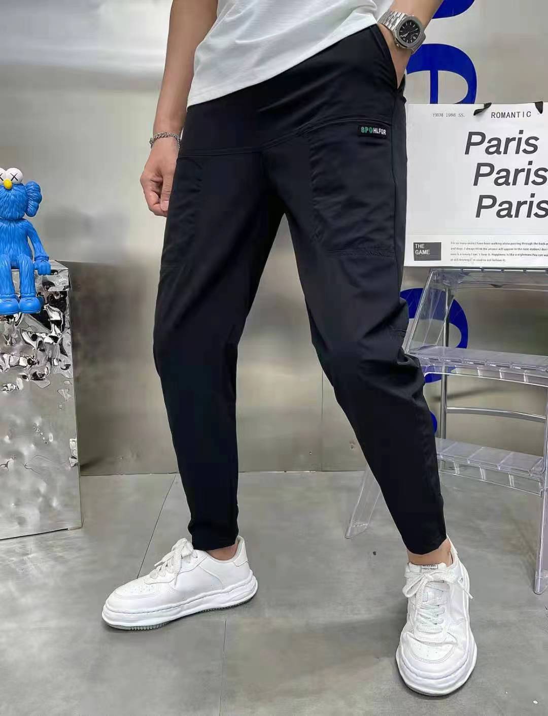 Ανδρικό Skinny Cargo παντελόνι με πολλές τσέπες 👖