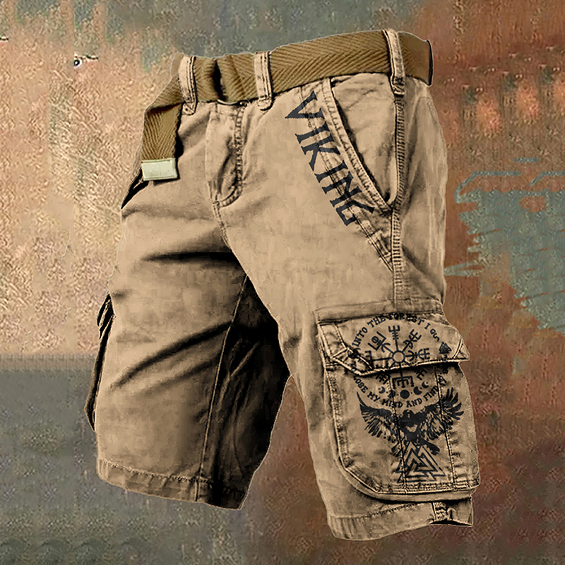 Retro Bird Viking Ethnic Graphics Art Men's Cargo Shorts