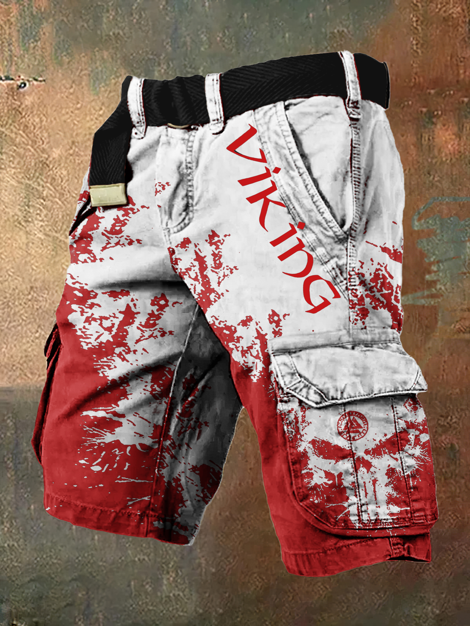 Vintage Viking Skull Art Men's Work Shorts