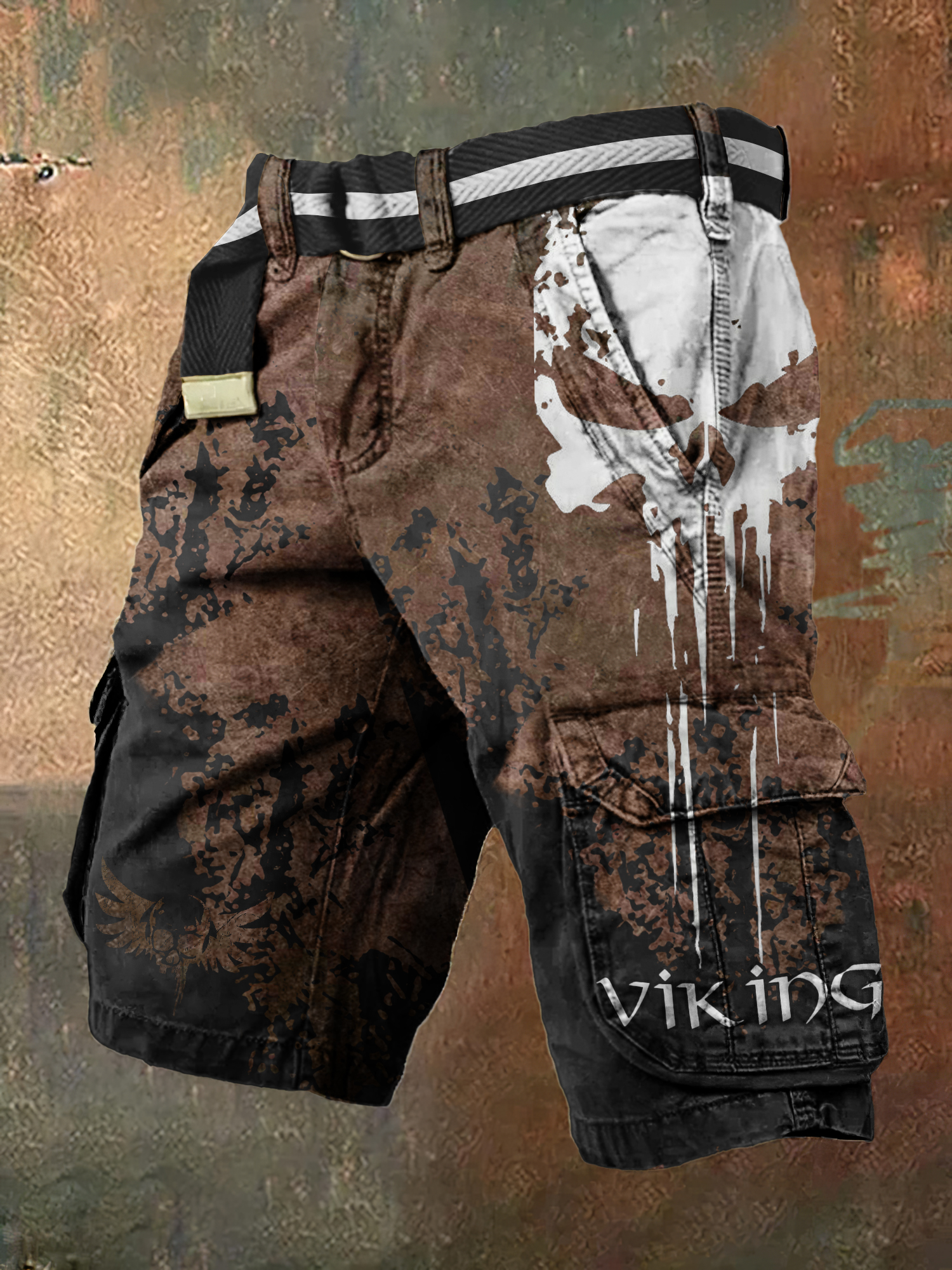 Viking Skull Art Men's Work Shorts