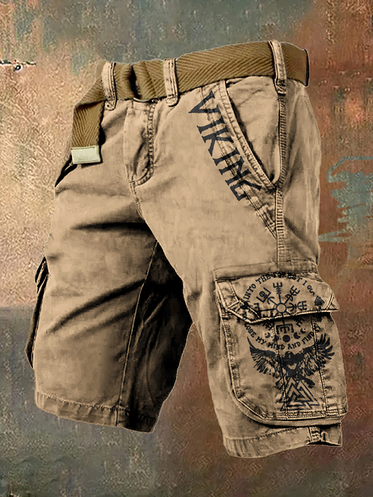 Retro Bird Viking Ethnic Graphics Art Men's Cargo Shorts