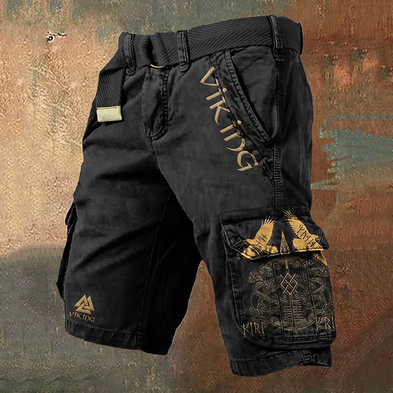 Vintage Bird Viking Totem Graphics Art Men'S Cargo Shorts
