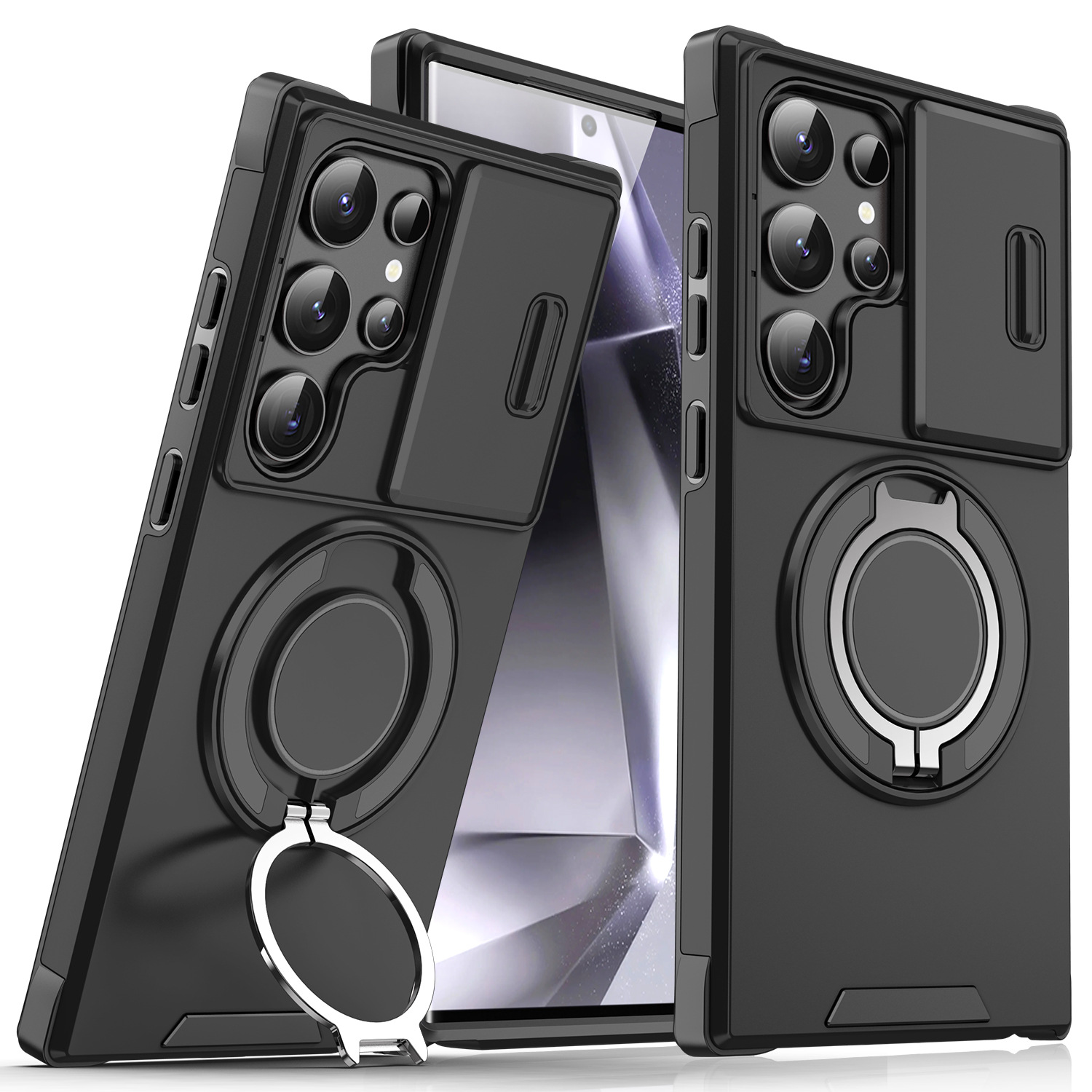 Husă magnetică de lux rezistentă la șocuri pentru fereastră cu apăsare pentru Samsung Galaxy S24/S23/S22/S21 Plus Ultra
