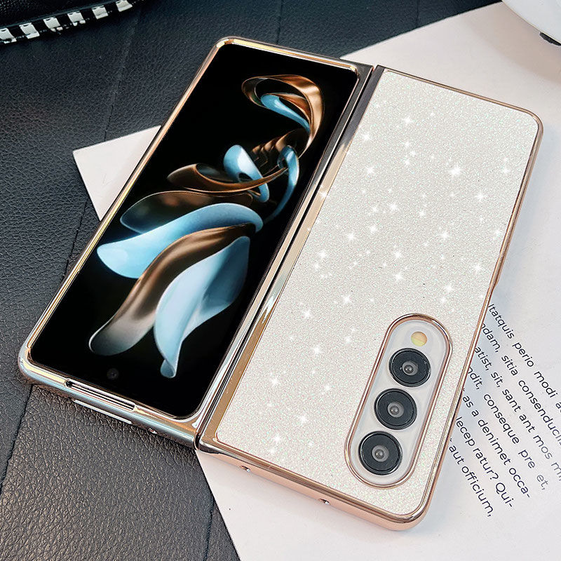 Potrivit pentru husa de telefon mobil Samsung Fold3/4/5, husă de protecție pliabilă cu pulbere de aur nouă, anti-cădere, margine aurie de lux personalizată