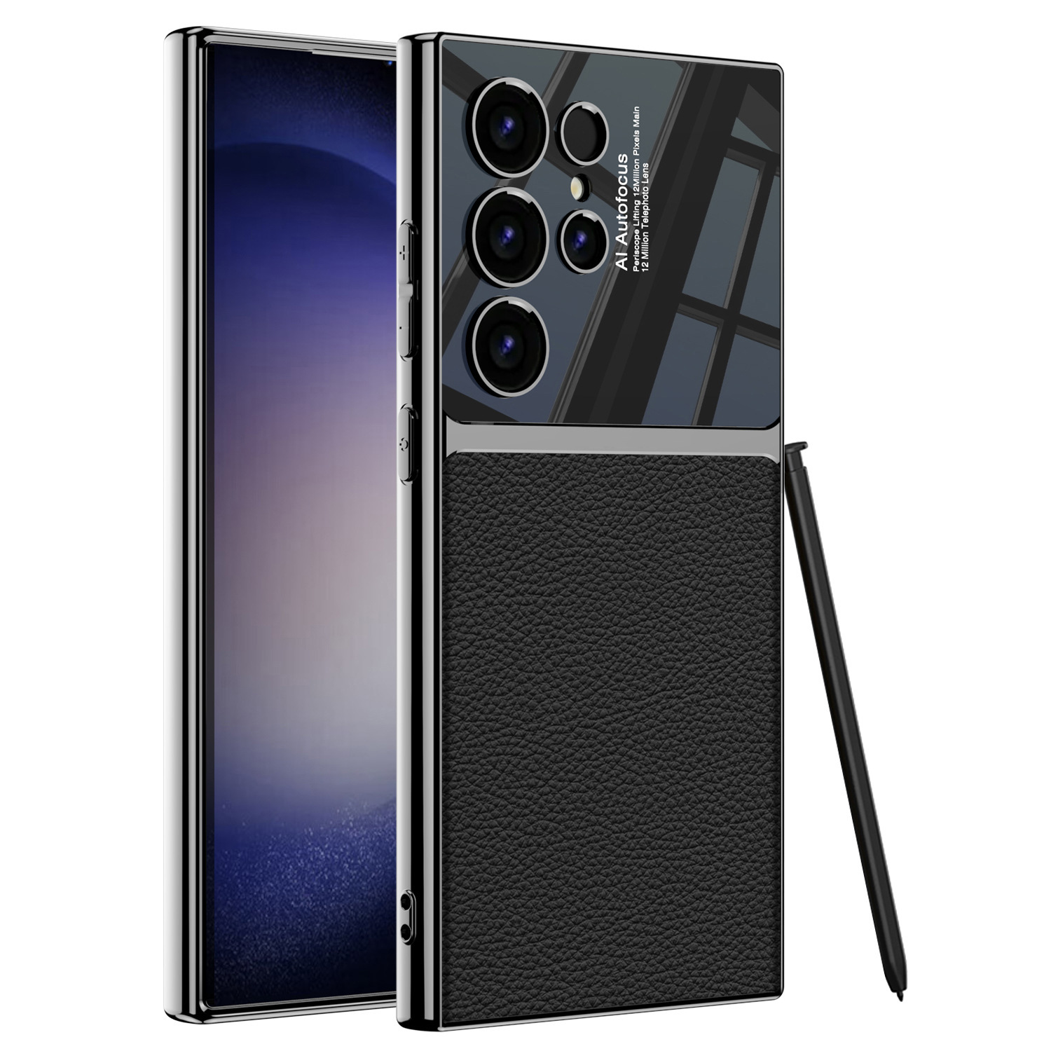 Potrivit pentru Samsung S23Ultra S24 Plus Husa de protectie pentru telefon mobil din piele simpla galvanizata