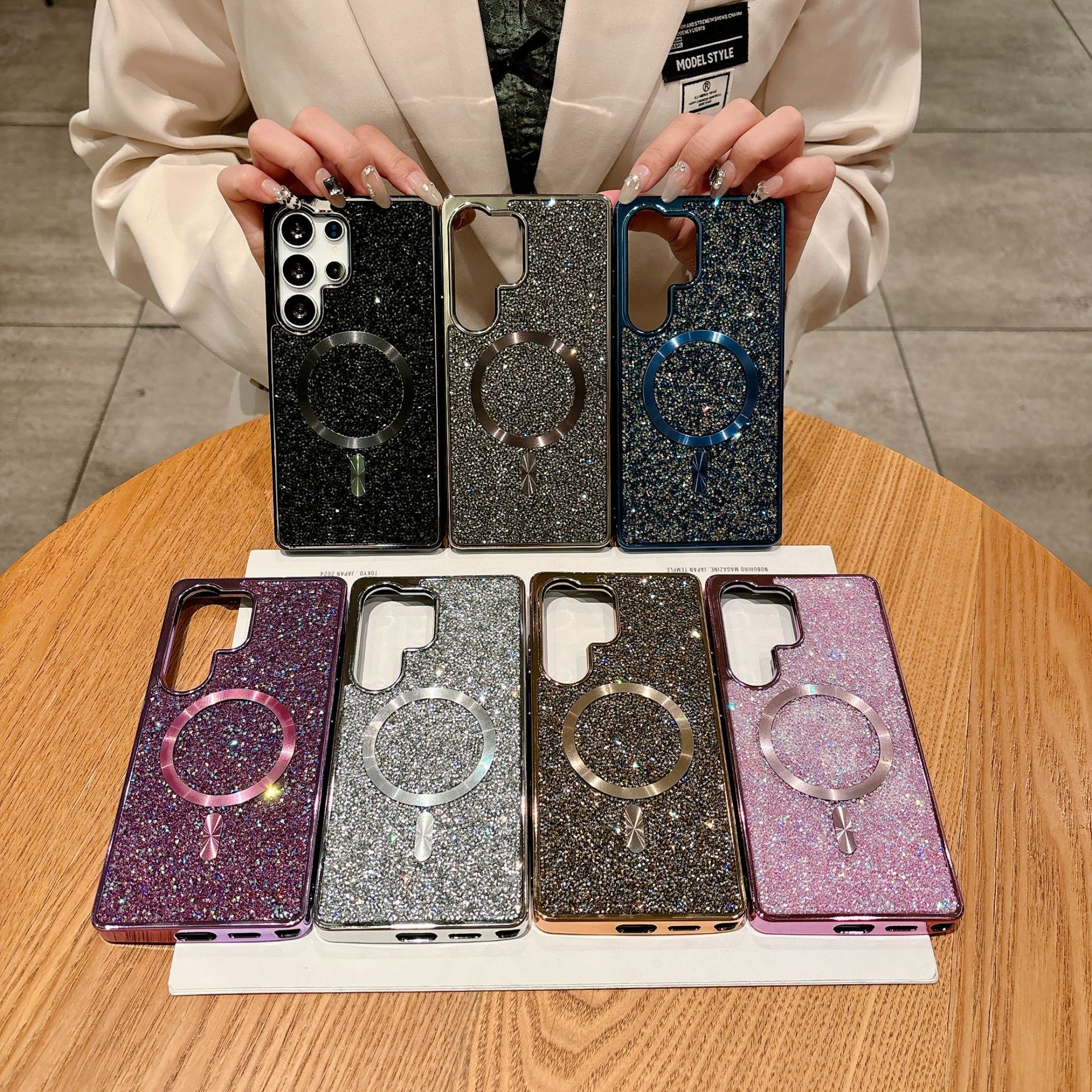 Ins Hot Sale Luxury Diamond Glitter Μαγνητική θήκη τηλεφώνου Samsung