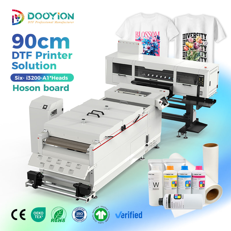 6 heds 90cm DTF printer with powder shaker and fume extractor