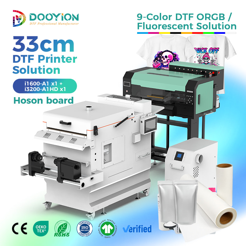 2 head 30cm 9 colors dtf printer with powder shaker orgb