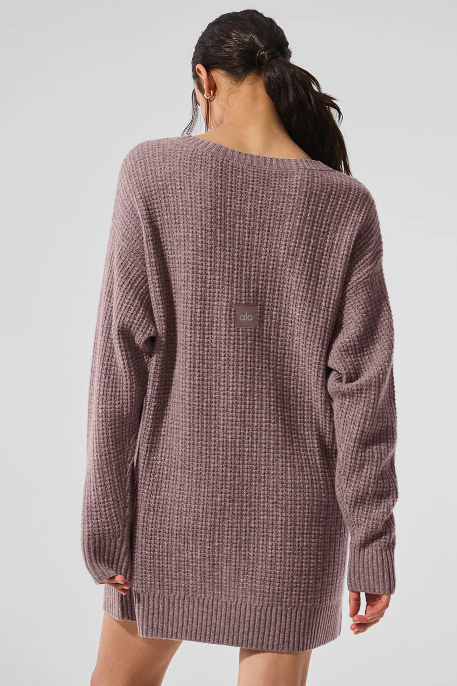 Relaxed Fit Lavender Ribbed Midi Dress, Casual Chic Loungewear