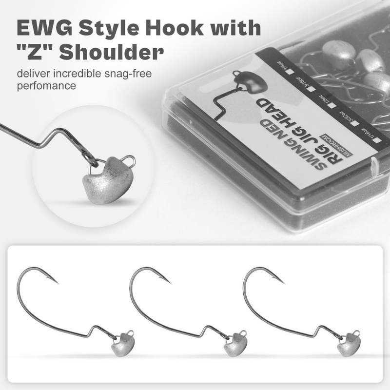 Swing Weedless Ned Rig Jig Heads - 12 Pack 