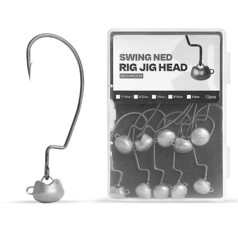 Swing Weedless Ned Rig Jig Heads - 12 Pack 