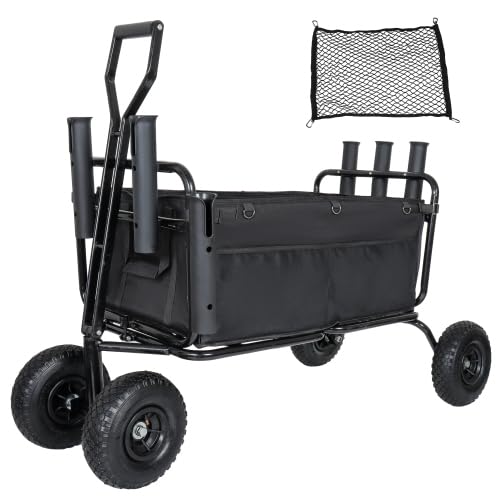 Foldable Fishing Cart Wagon with Rod Holders - product photo