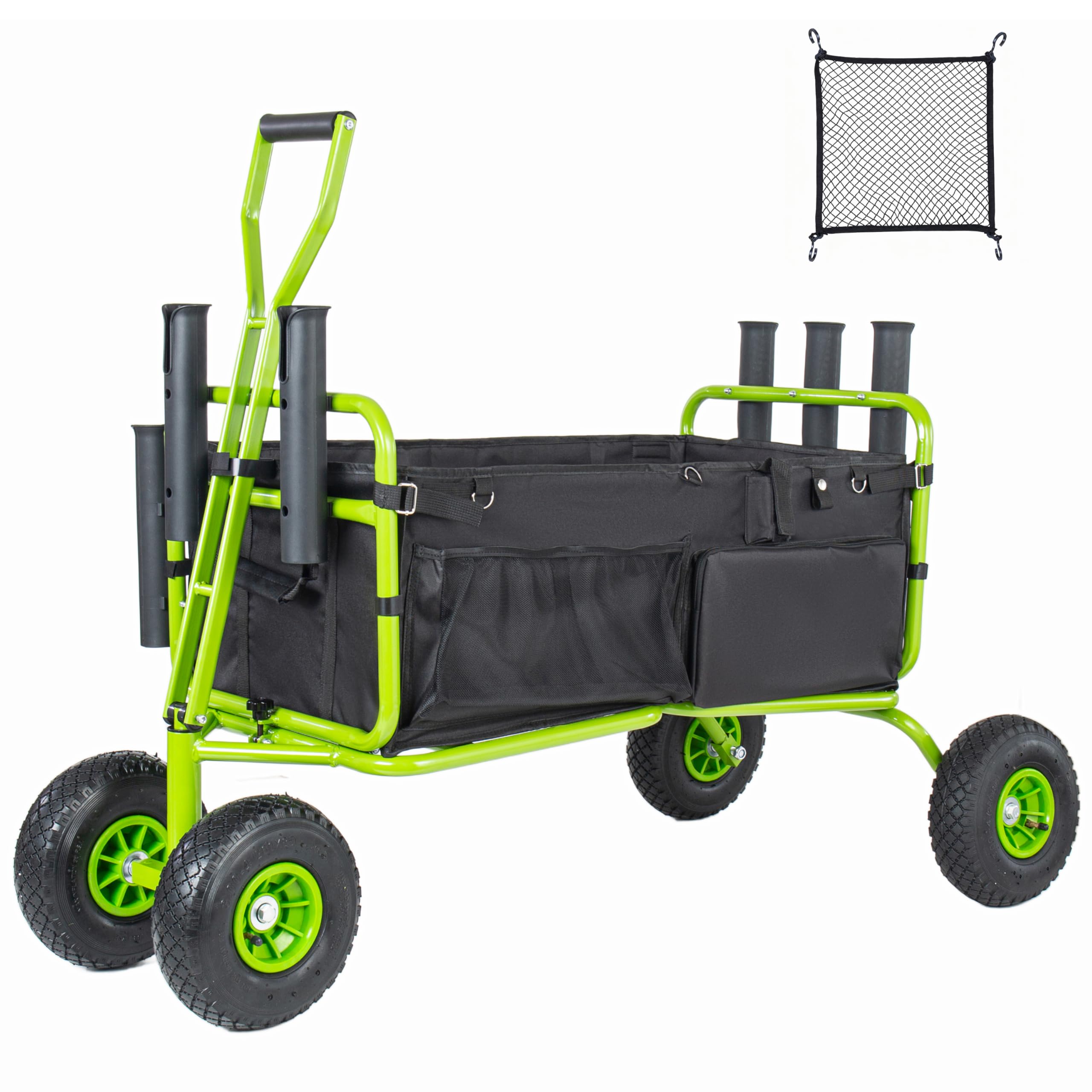 Foldable Fishing Cart Wagon with Rod Holders - close-up